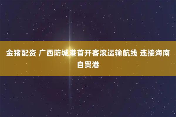金猪配资 广西防城港首开客滚运输航线 连接海南自贸港