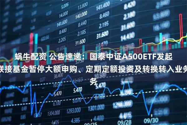 蜗牛配资 公告速递：国泰中证A500ETF发起联接基金暂停大额申购、定期定额投资及转换转入业务