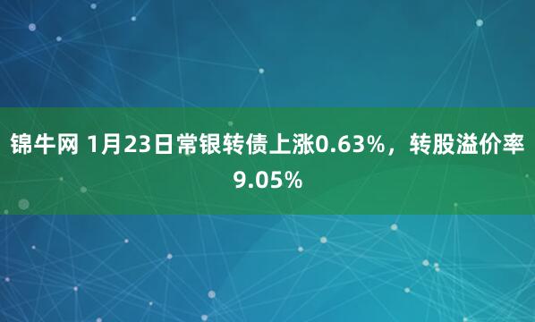 锦牛网 1月23日常银转债上涨0.63%，转股溢价率9.05%